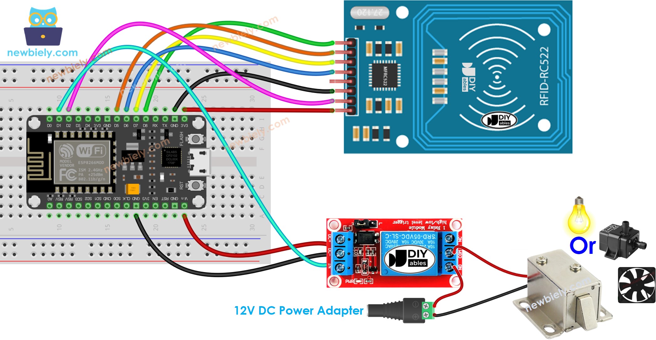 sơ đồ đấu dây rơ-le ESP8266 NodeMCU RFID rc522