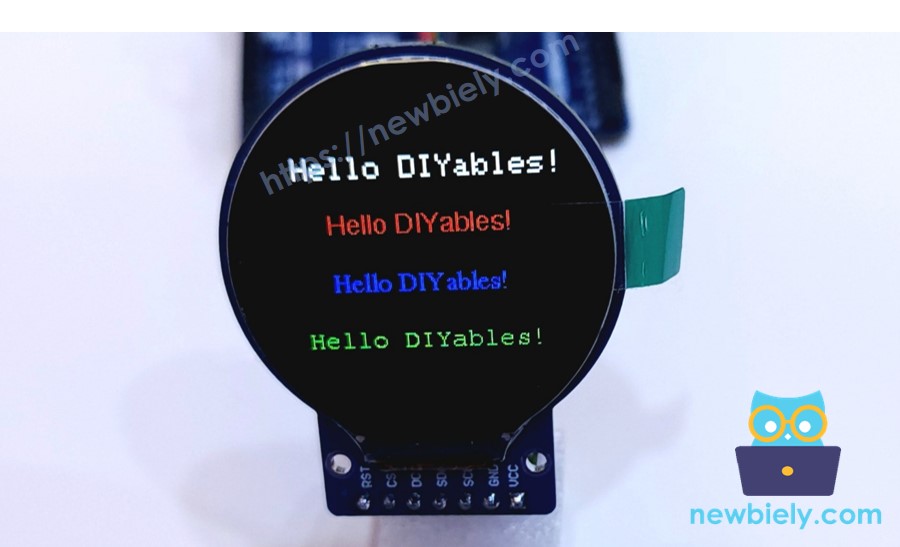 ESP8266 NodeMCU màn hình lcd tft hình tròn, phông chữ bên ngoài.