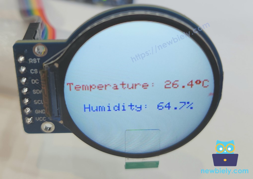 màn hình lcd tft hình tròn cho ESP8266 NodeMCU hiển thị văn bản và số