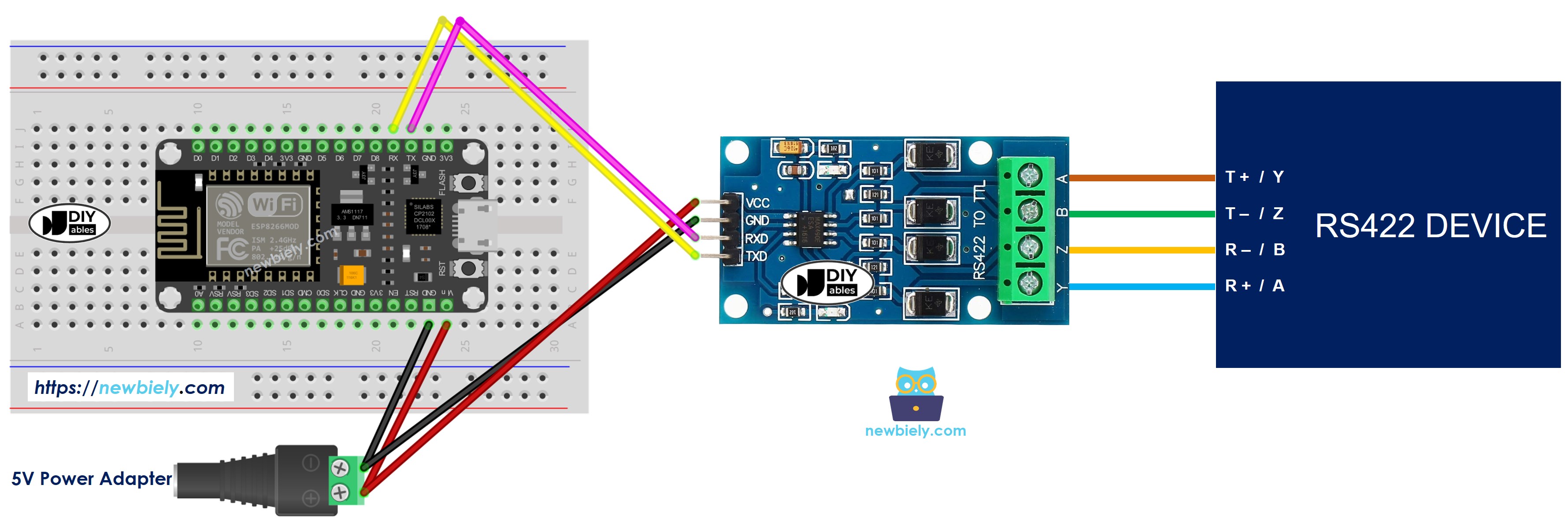 sơ đồ đấu nối ESP8266 NodeMCU ttl sang rs422