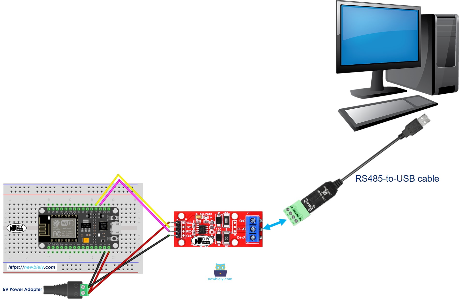 giao tiếp rs485 từ ESP8266 NodeMCU đến pc