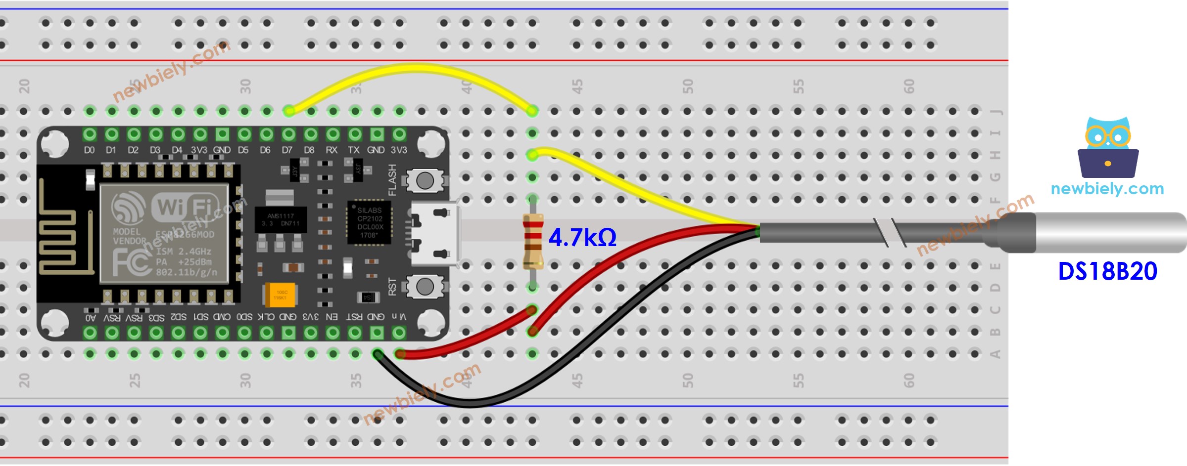 sơ đồ nối dây cảm biến nhiệt độ ESP8266 NodeMCU