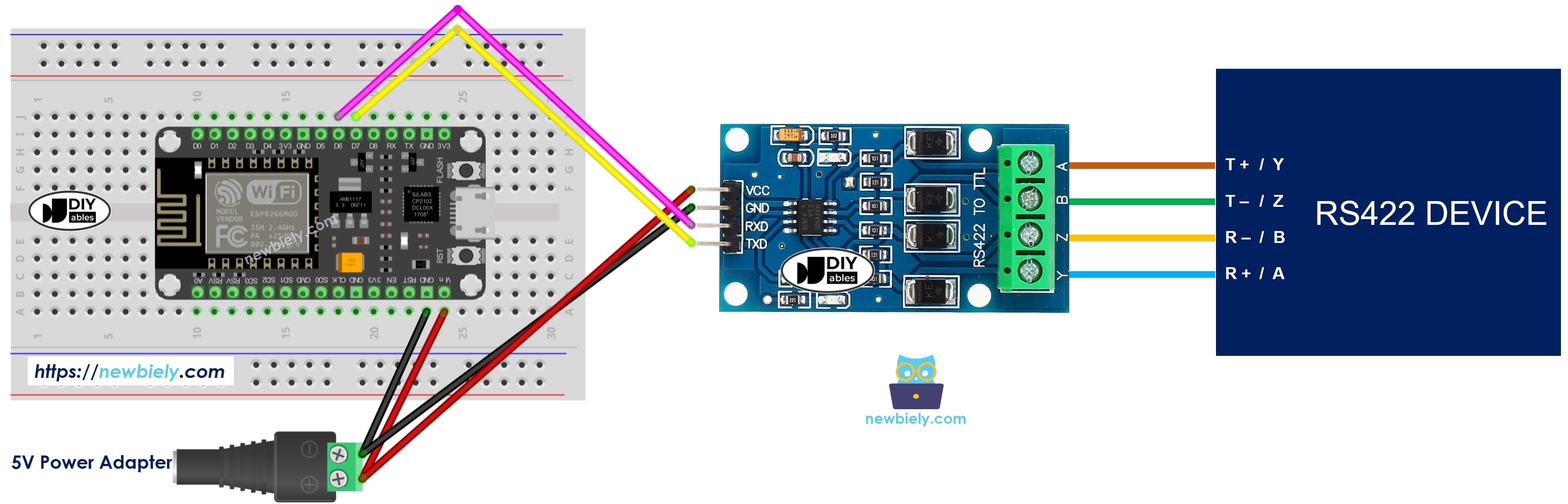 sơ đồ kết nối ESP8266 NodeMCU từ rs-422 sang ttl