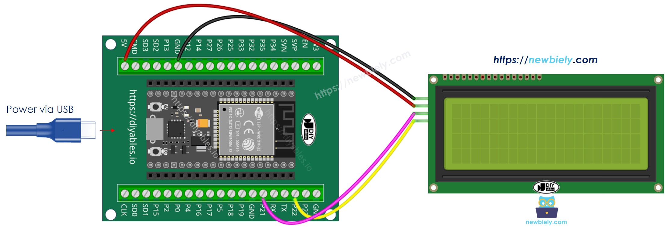 how to connect ESP32 and lcd 20x4
