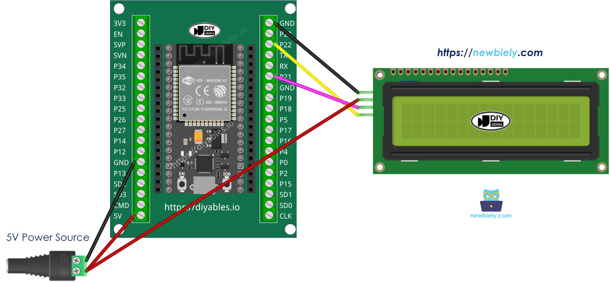 how to wire ESP32 and lcd i2c