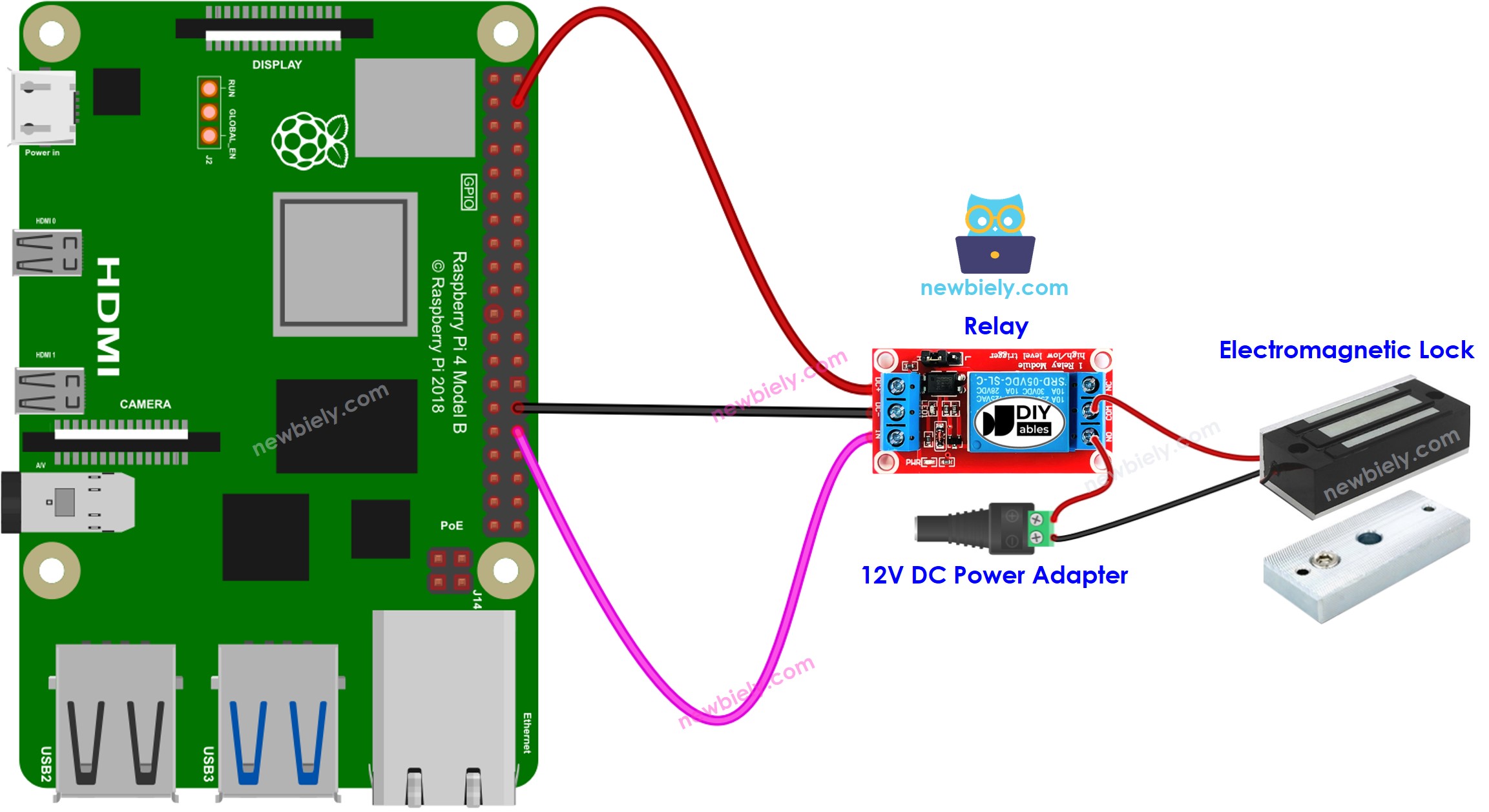 Raspberry Pi electromagnetic lock sơ đồ đấu dây