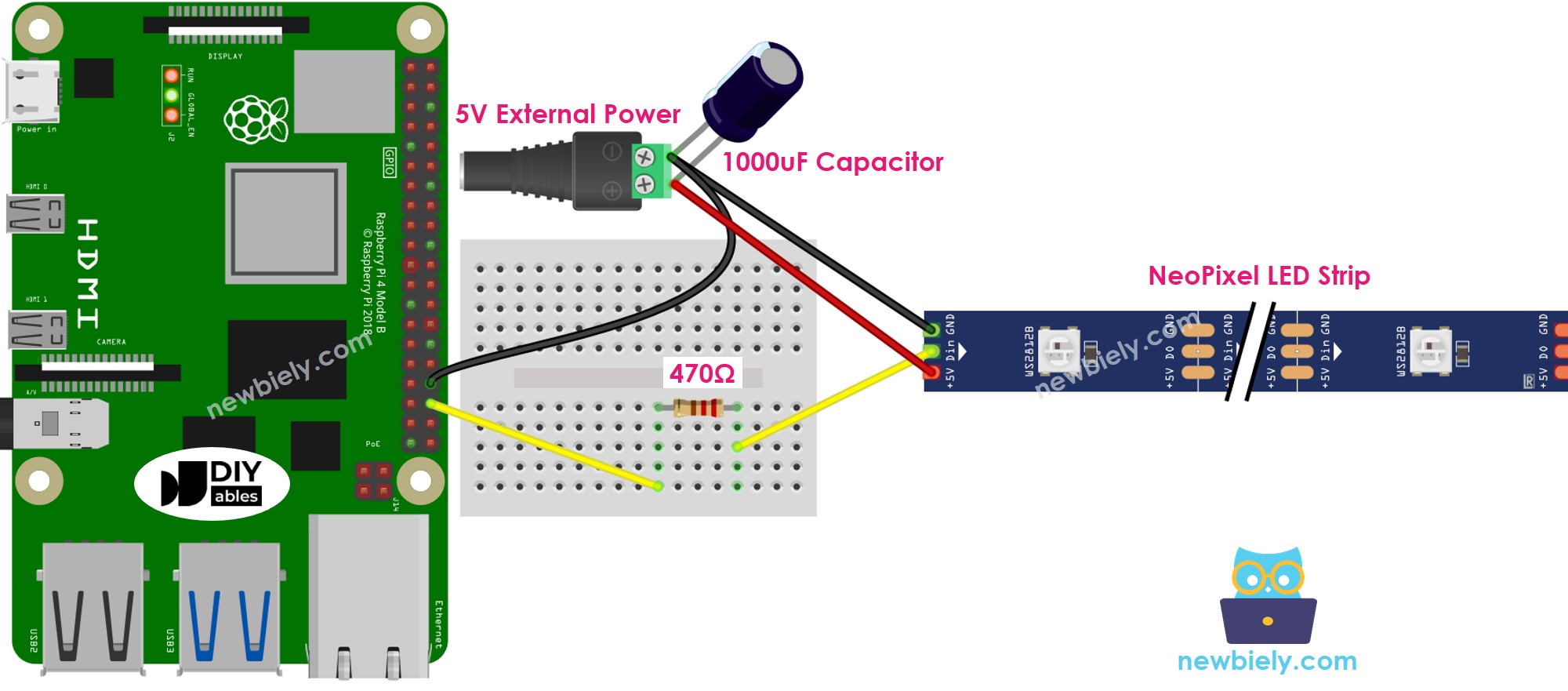 Raspberry Pi neopixel rgb LED strip sơ đồ đấu dây