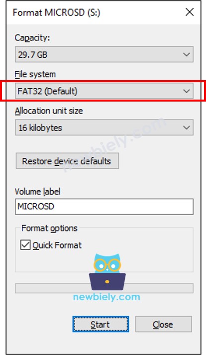 micro thẻ SD format fat32